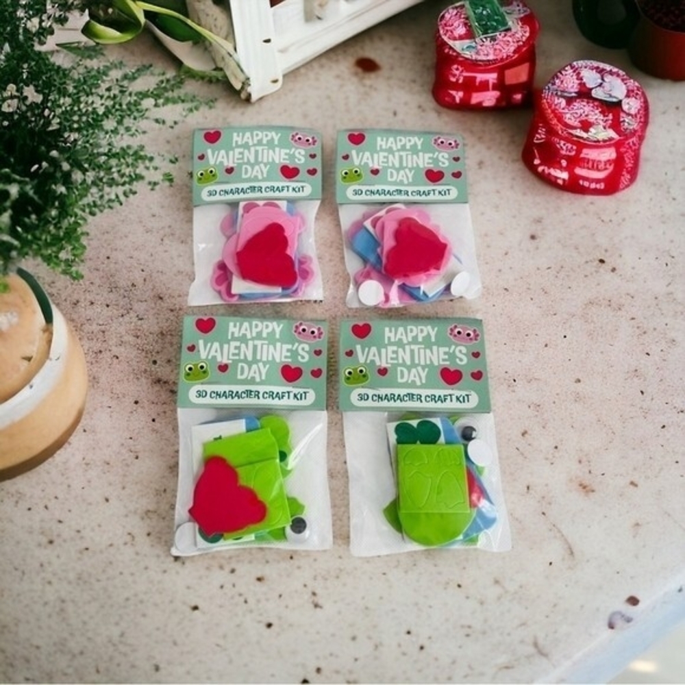4 Pack Valentines Day 3D Felt Character Craft Kits Multicolor DIY Kids Activity